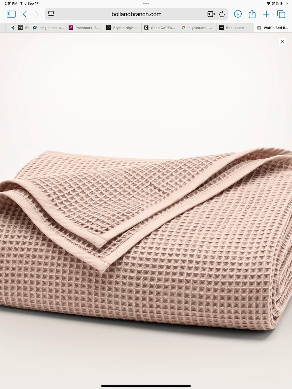 Boll and Branch Waffle Bed Blanket California King Size in Dusty Rose EUC - Picture 2 of 7